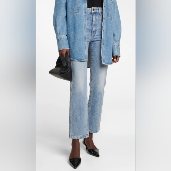 KHAITE Denim - KHAITE Abigail Straight-Leg Jeans High Waist Cropped Blue Size 26